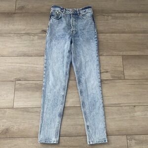 We The Free Lived in Blue Jeans Women's Sz 25 High Waist Button Fly Acid Wash